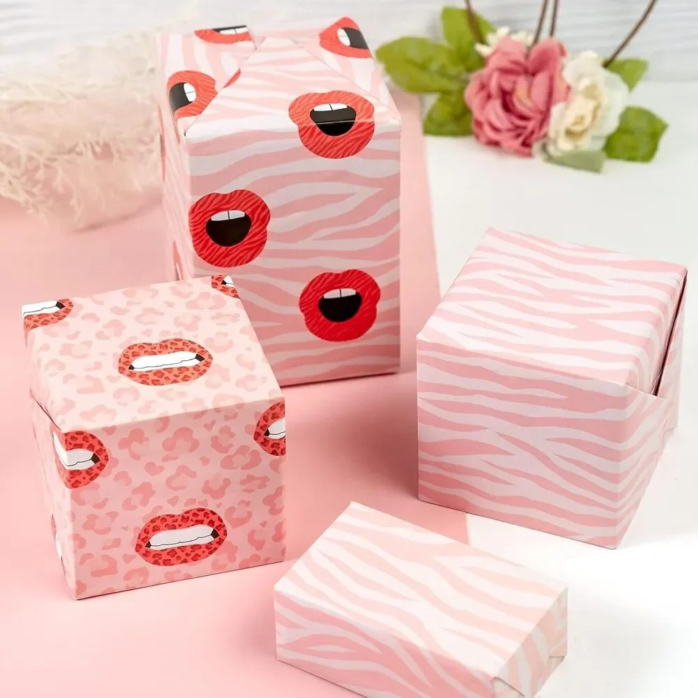 Set of 6 Printed Wrapping Paper - Hot lips, Zebra Stripes 27.5